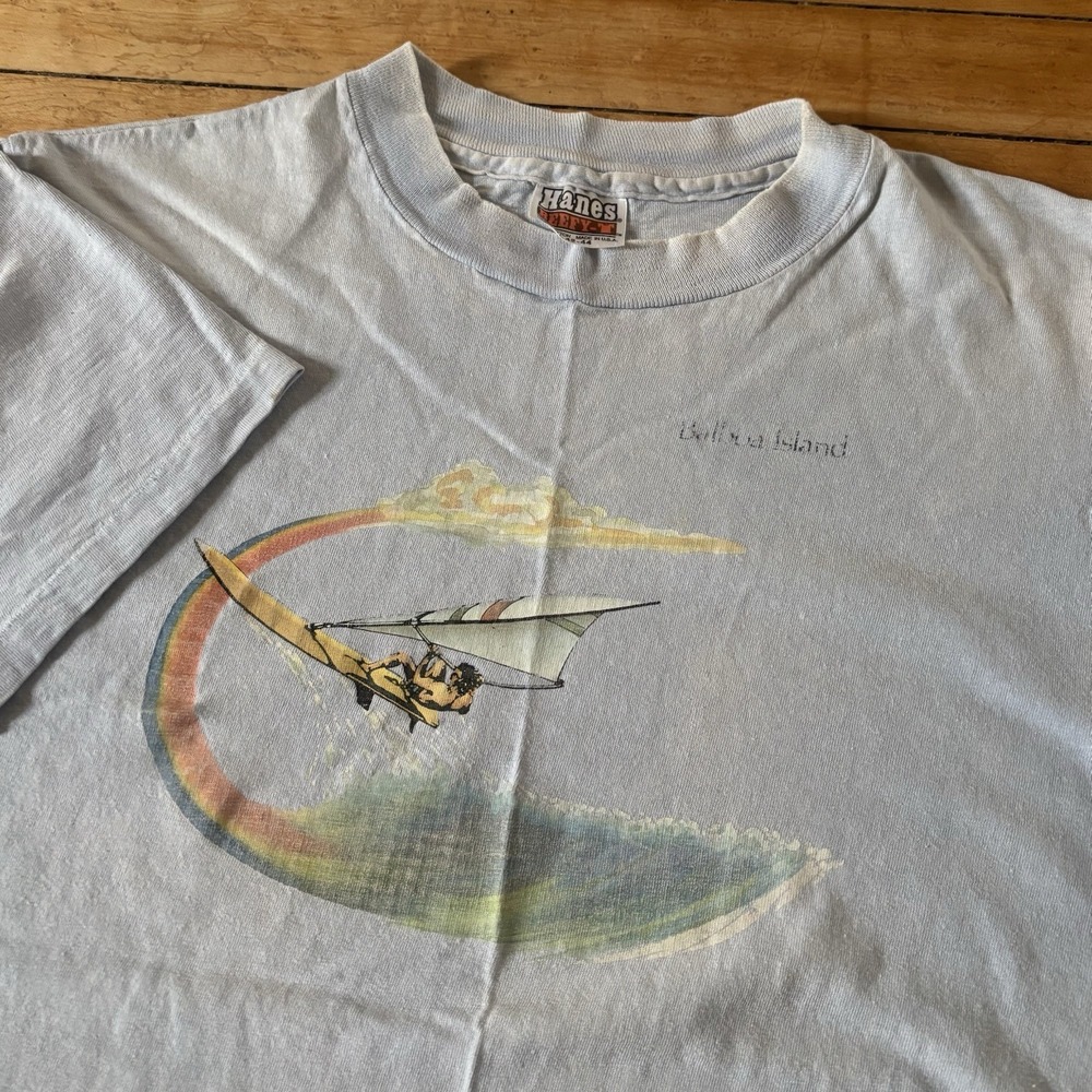VTG 80s Windsurfing Surf T-Shirt Beach Distressed Faded Single Stitch USA Size M